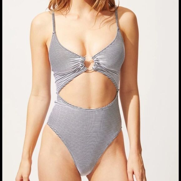 Solid & Striped Ribbed One Piece - Picture 1 of 8